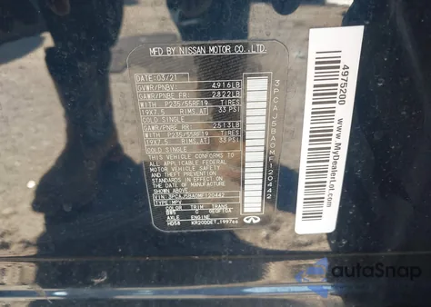 2021 Infiniti Qx50 Luxe from USA, damaged, VIN 3PCAJ5BA0MF120442